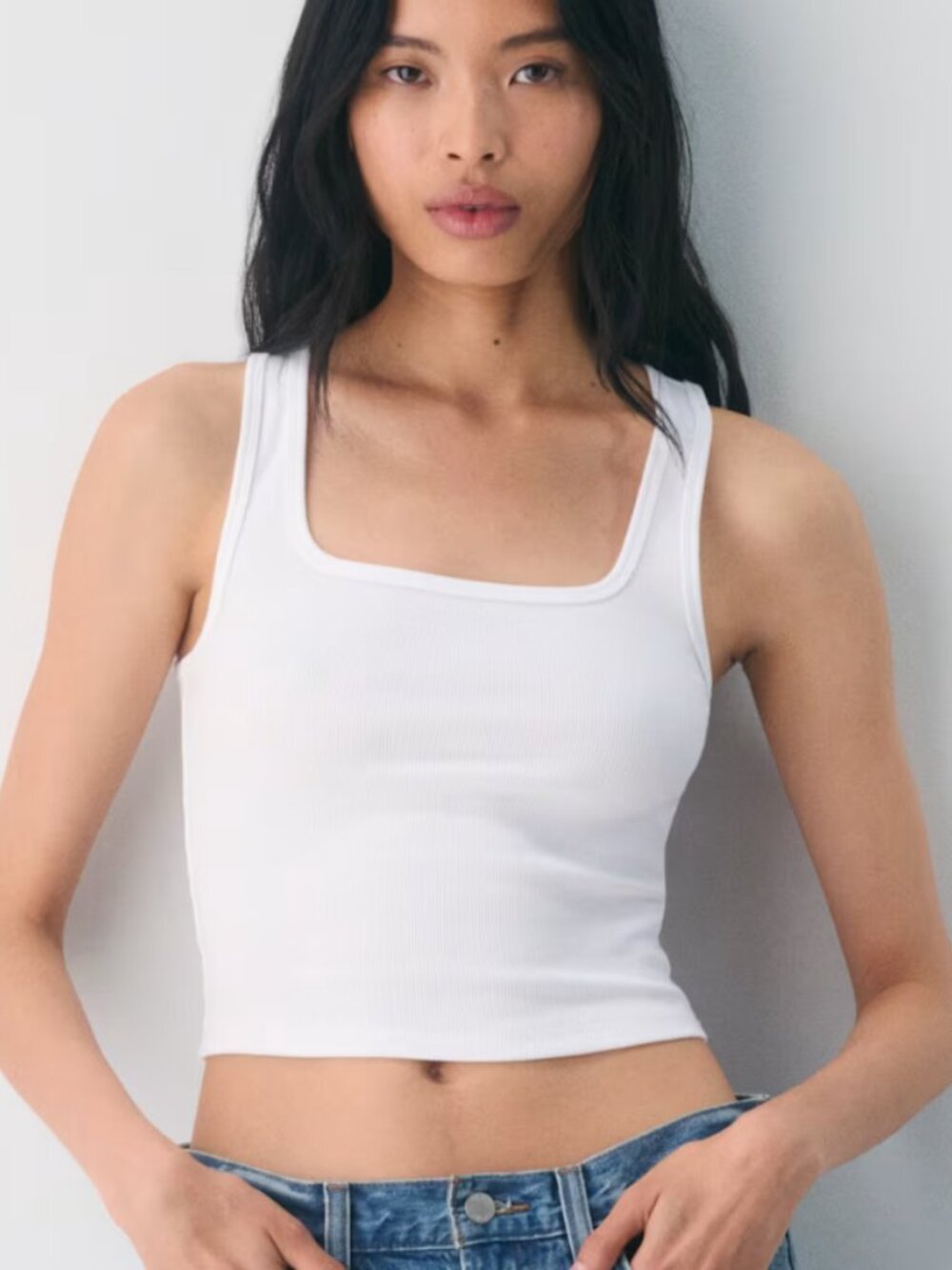 Aritzia HomeStretch™ Rib Frequency Waist Tank White Size M